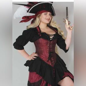 Elegant Burgundy and Black Corset Dress